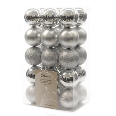 Onbreekbare Kerstbal Licht Zilver 6 cm