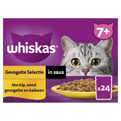 Whiskas 7+ gevogelte selectie in saus 24x85 gram