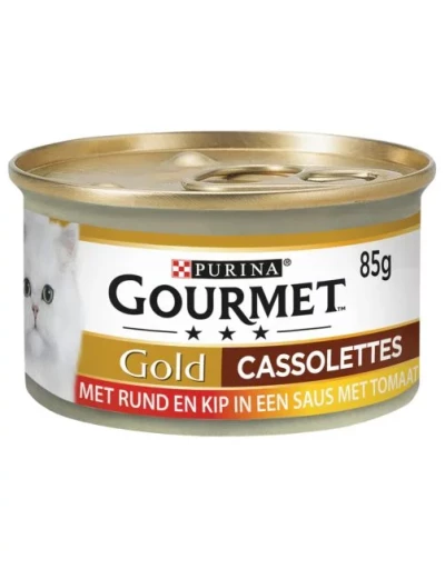 Gourmet Kattenvoer Gold Cassolettes Rund & Kip 85 Gr