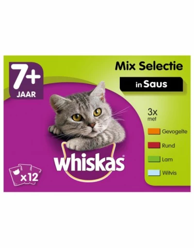 Whiskas Kat 12x100 Gr 7+ Mix In Saus Multipack