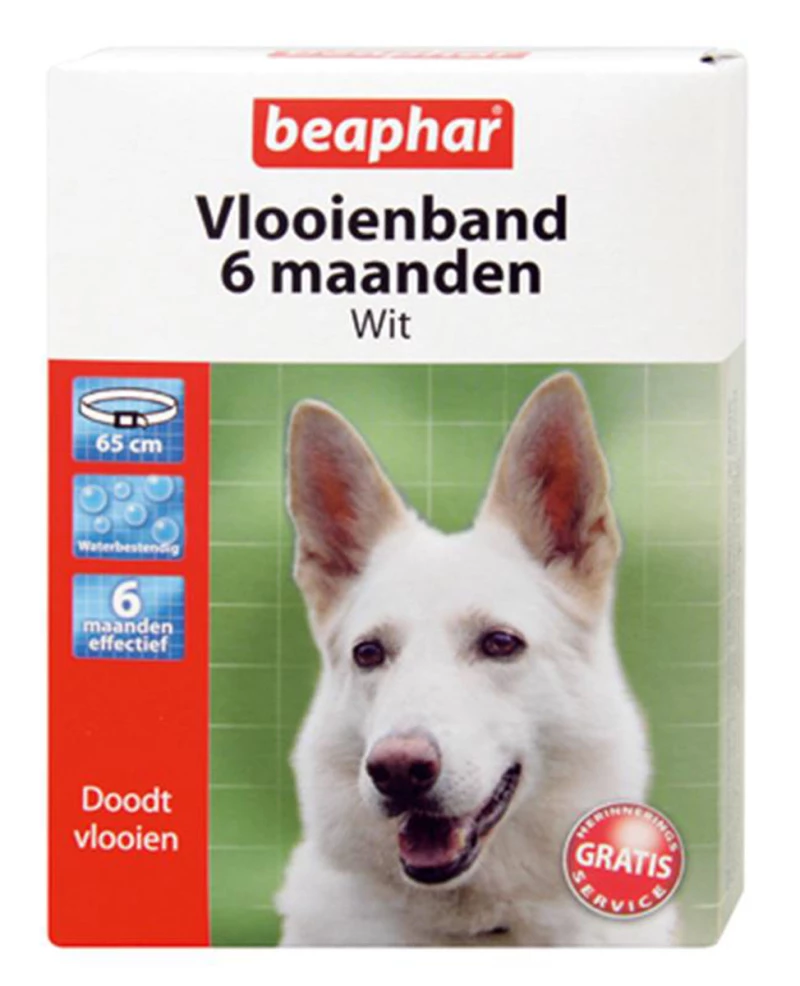 Beaphar Hond Vlooienband 6 maanden Wit 65Cm