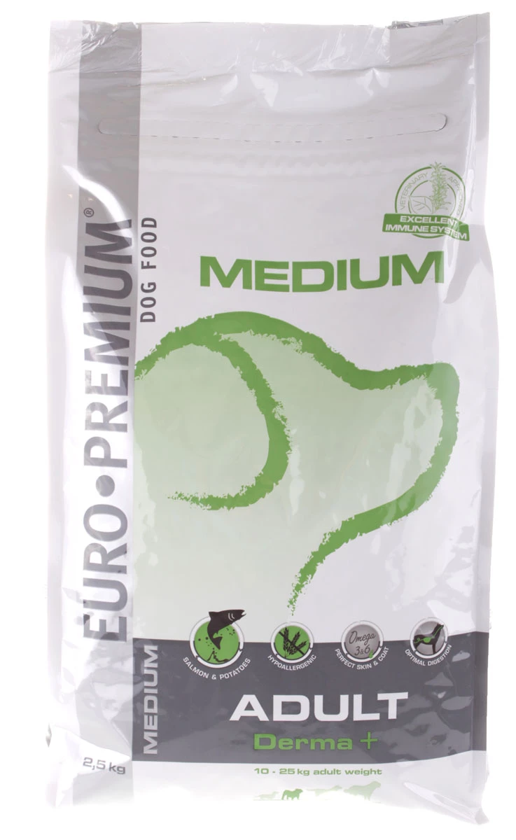 Euro Premium Medium Adult Derma+ Zalm en Aardappel