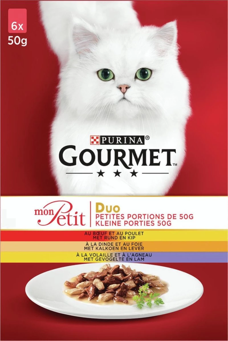 Gourmet Kattenvoer Mon Petit Duo Vlees 6x50 gram