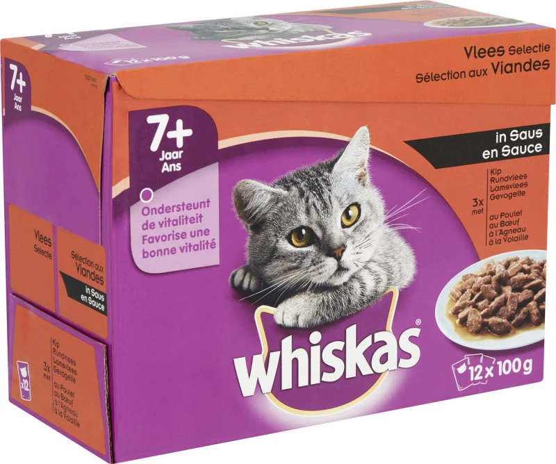 Whiskas Kat 12x100 Gr 7+ Classic Selectie In Saus Multipack