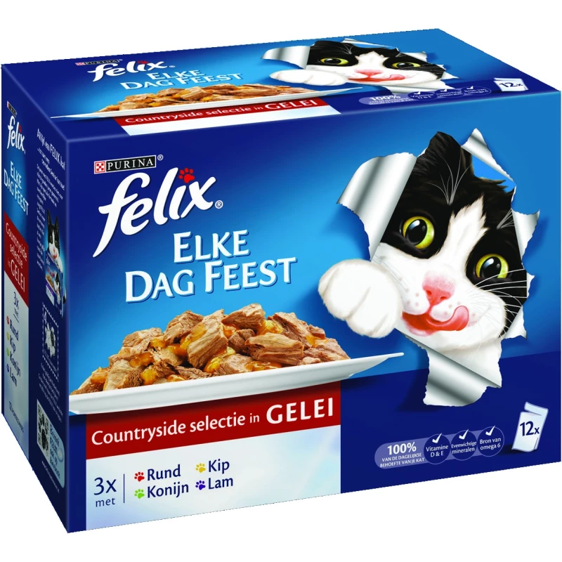 Felix Pouch Elke Dag Feest Vlees 12x100 gram