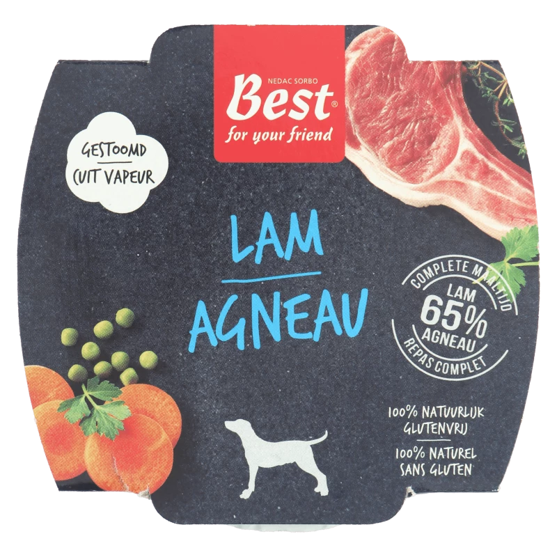 Best for your Friend Hond gestoomde maaltijd lamsvlees, 100 gram